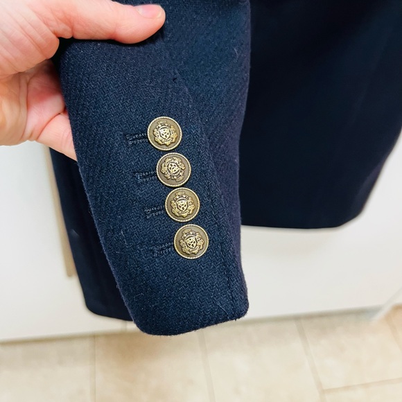 NWT The Kooples Ninfetta Wool Leather Coat Black Brass Buttons XS - Picture 4 of 11